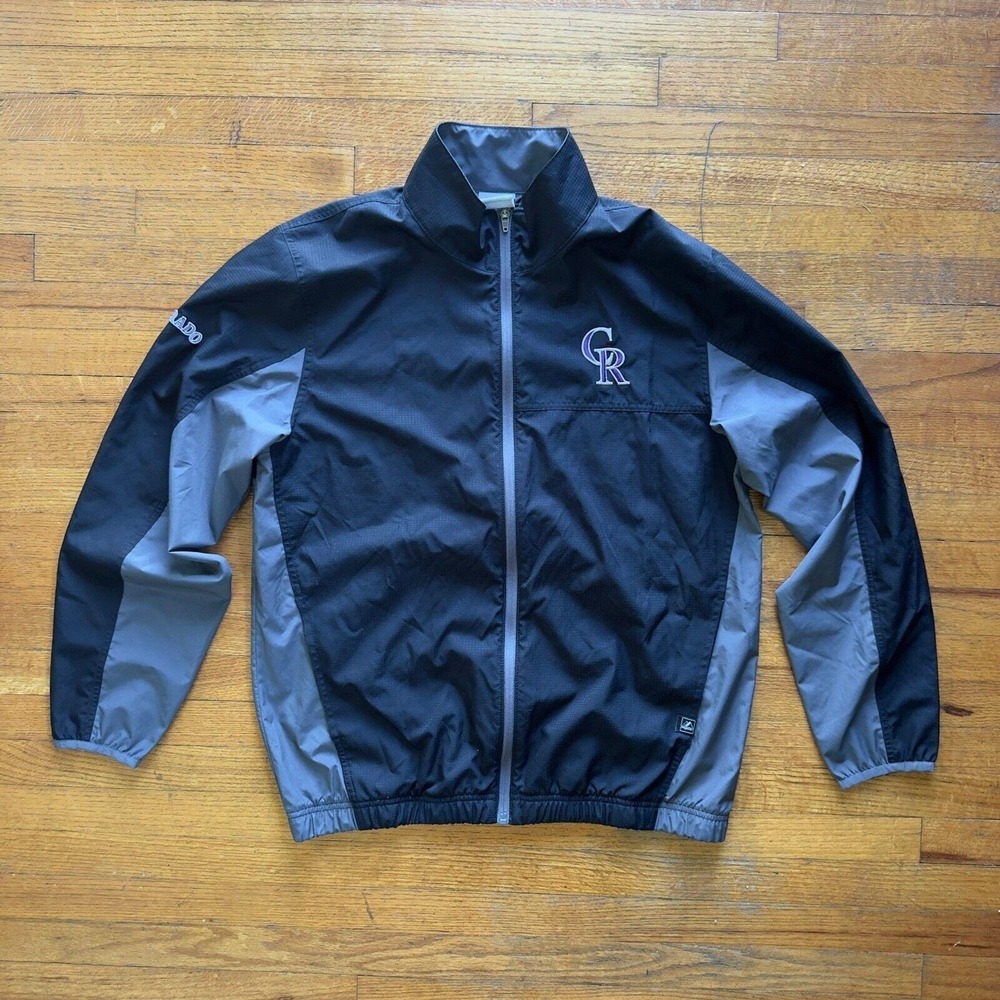 Majestic Colorado Rockies Baseball Windbreaker Pullover Jacket Mens Medium